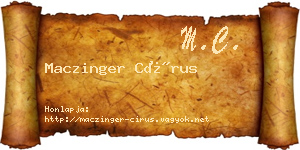 Maczinger Círus névjegykártya